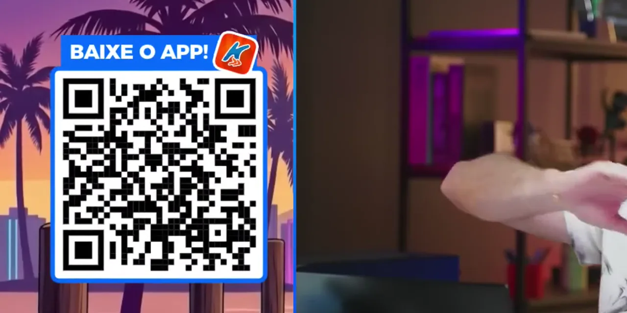 QR code do app na tela da live KaBuM!